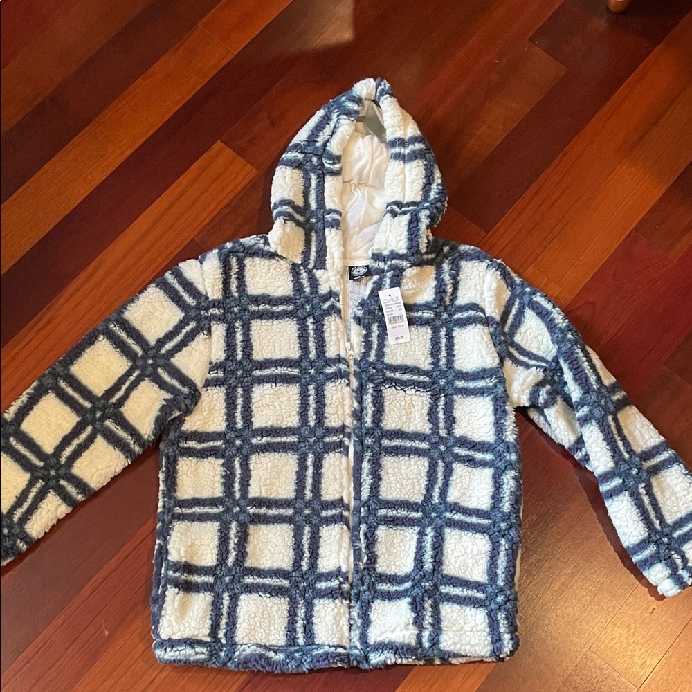 PacSun Blue and Cream Plaid Hoodie